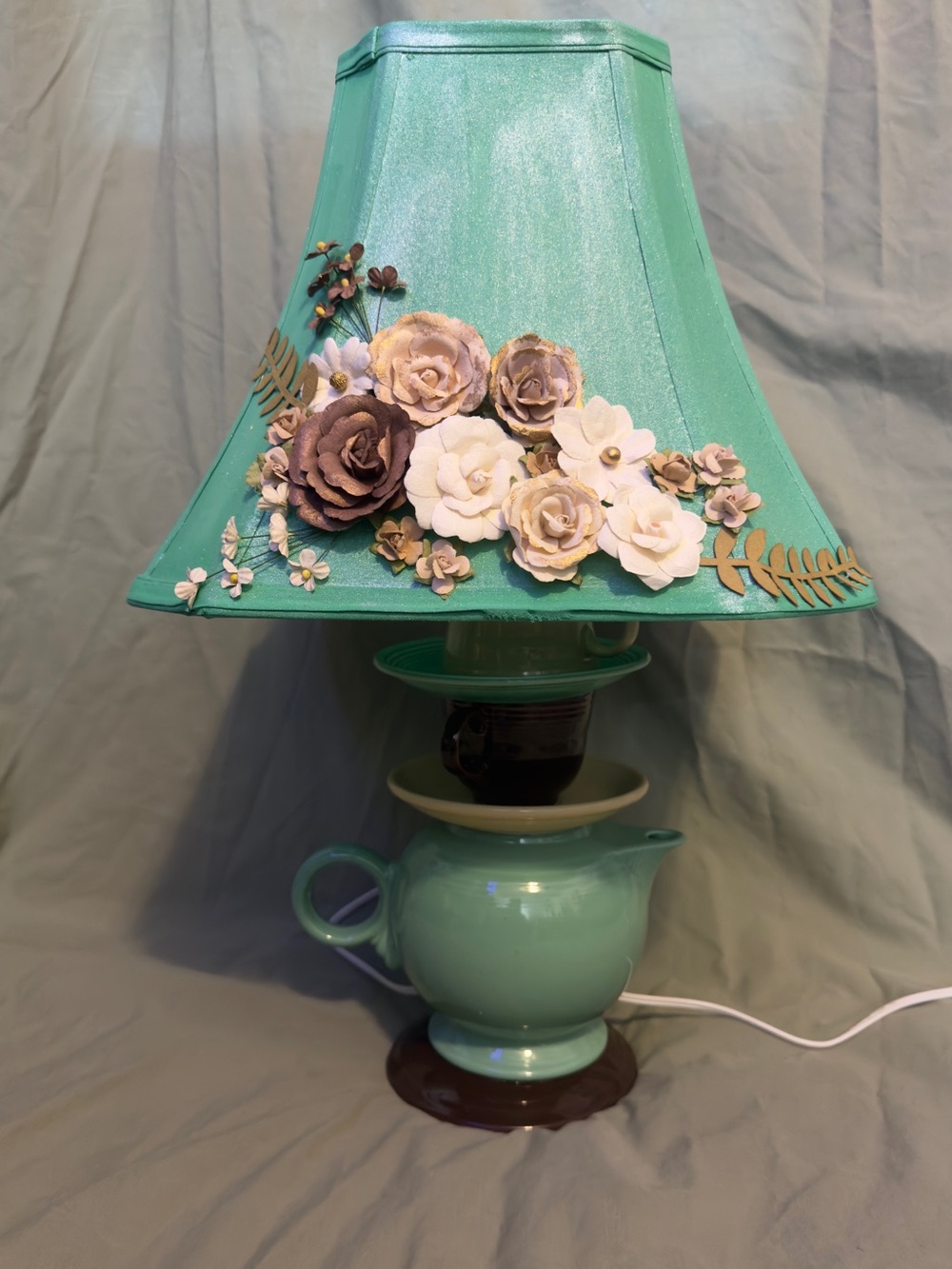 One-of-a-kind, handmade Fiestaware lamp